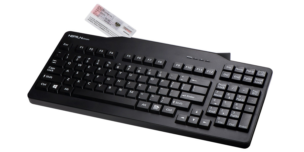 DESKO NEPTUN chrom® Tastatur mit Durchzugsleser